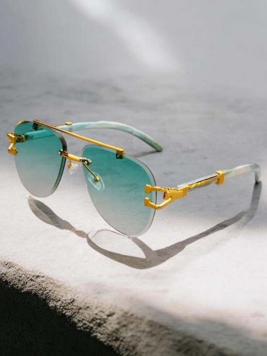 Other - Gold-Accent Teal Lens Men's Sunglasses